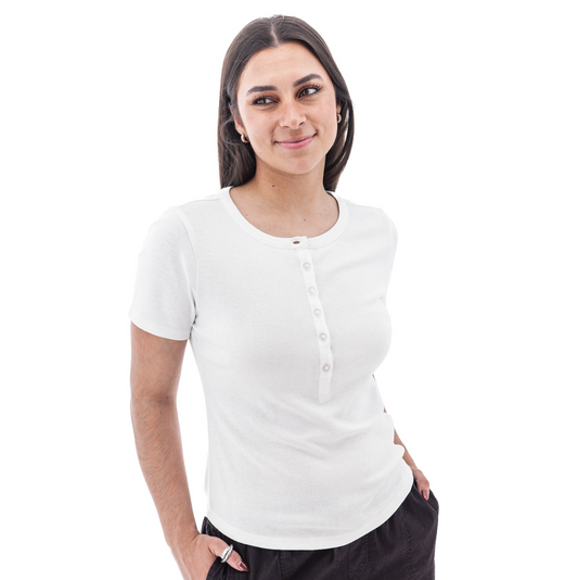 Sandia Henley Tee ~ White