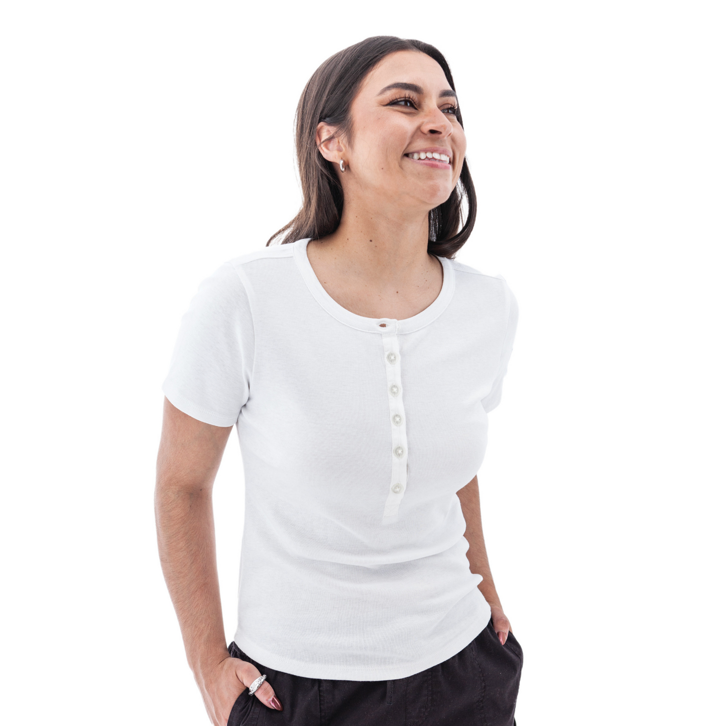 Sandia Henley Tee ~ White