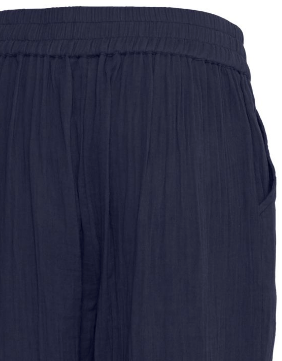 Mana Linen Look Crop Pant ~ Navy