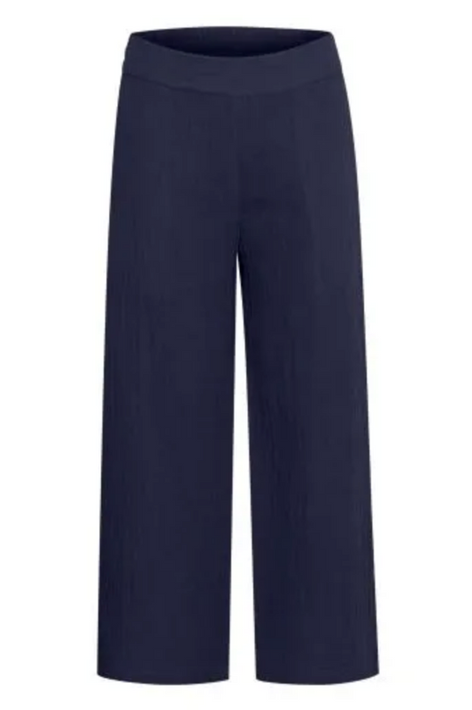 Mana Linen Look Crop Pant ~ Navy