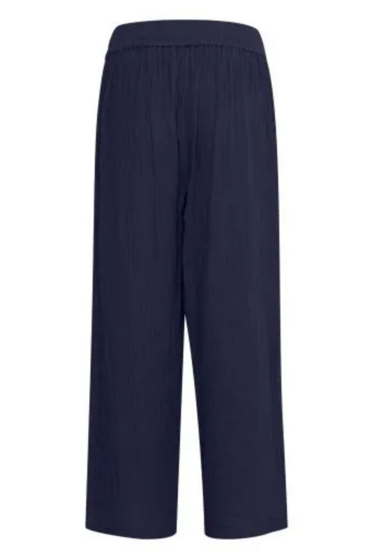 Mana Linen Look Crop Pant ~ Navy