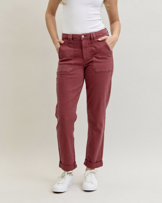 Ginny Slim Fit Jeans ~ Burgundy { Reg & Curve }