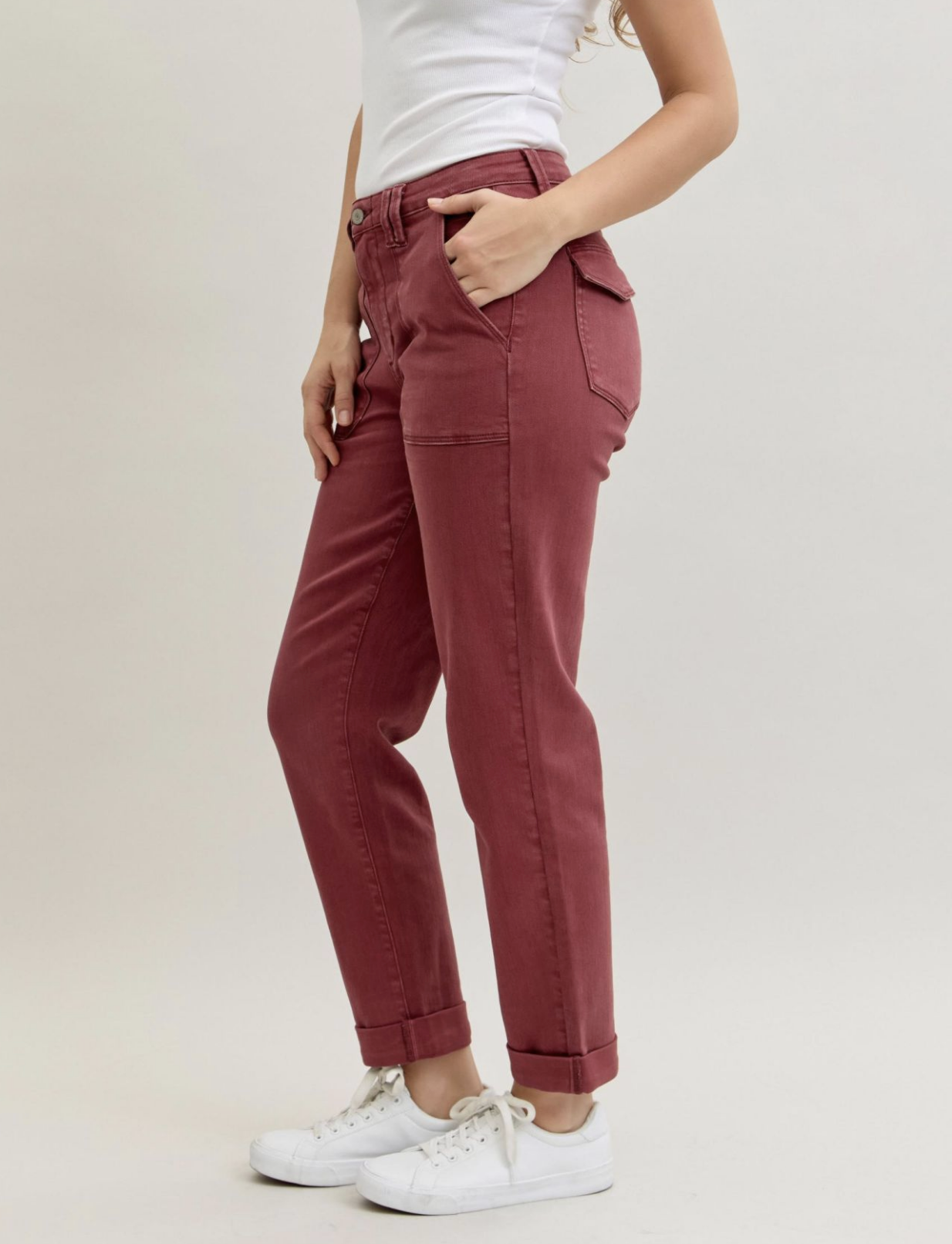 Ginny Slim Fit Jeans ~ Burgundy { Reg & Curve }