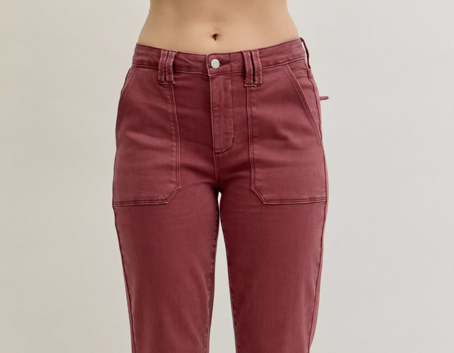Ginny Slim Fit Jeans ~ Burgundy { Reg & Curve }