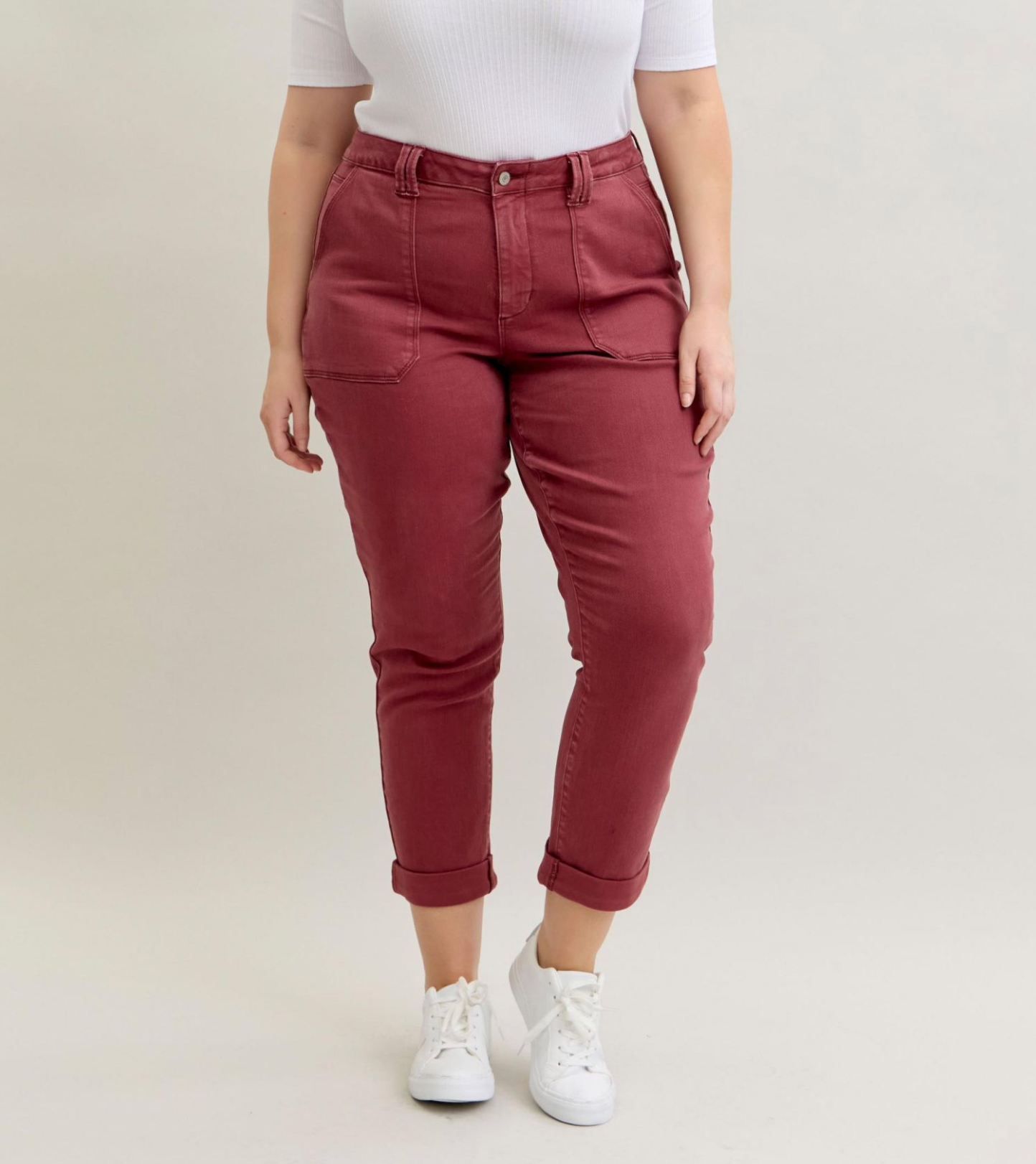 Ginny Slim Fit Jeans ~ Burgundy { Reg & Curve }
