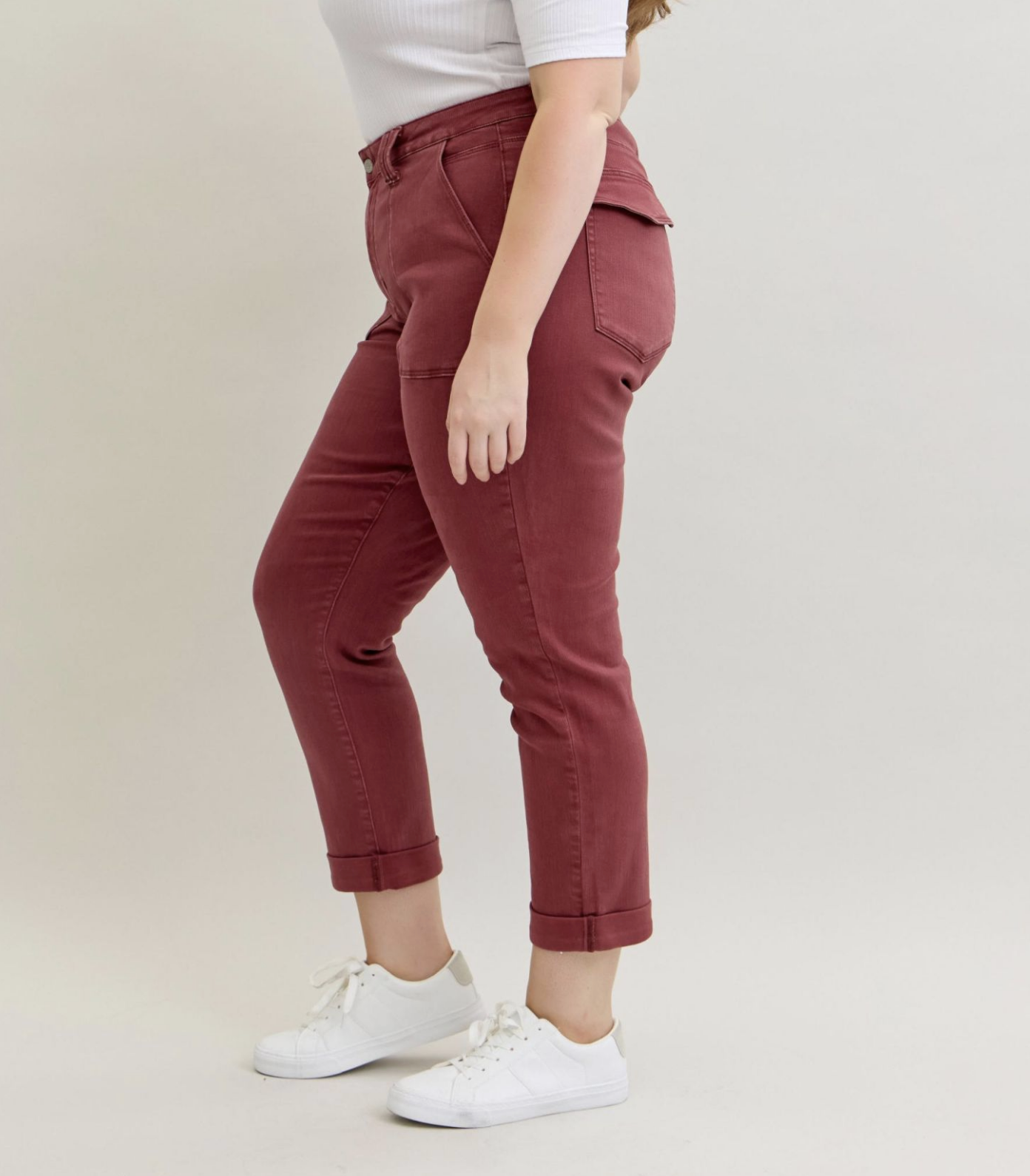 Ginny Slim Fit Jeans ~ Burgundy { Reg & Curve }