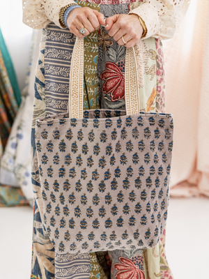 Open image in slideshow, Block Print Velvet Tote
