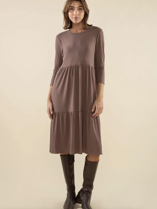 Lacie Ribbed Dress ~ Acorn