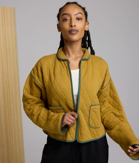 Elderberry Quilted Jacket ~ Cumin/Forest Night