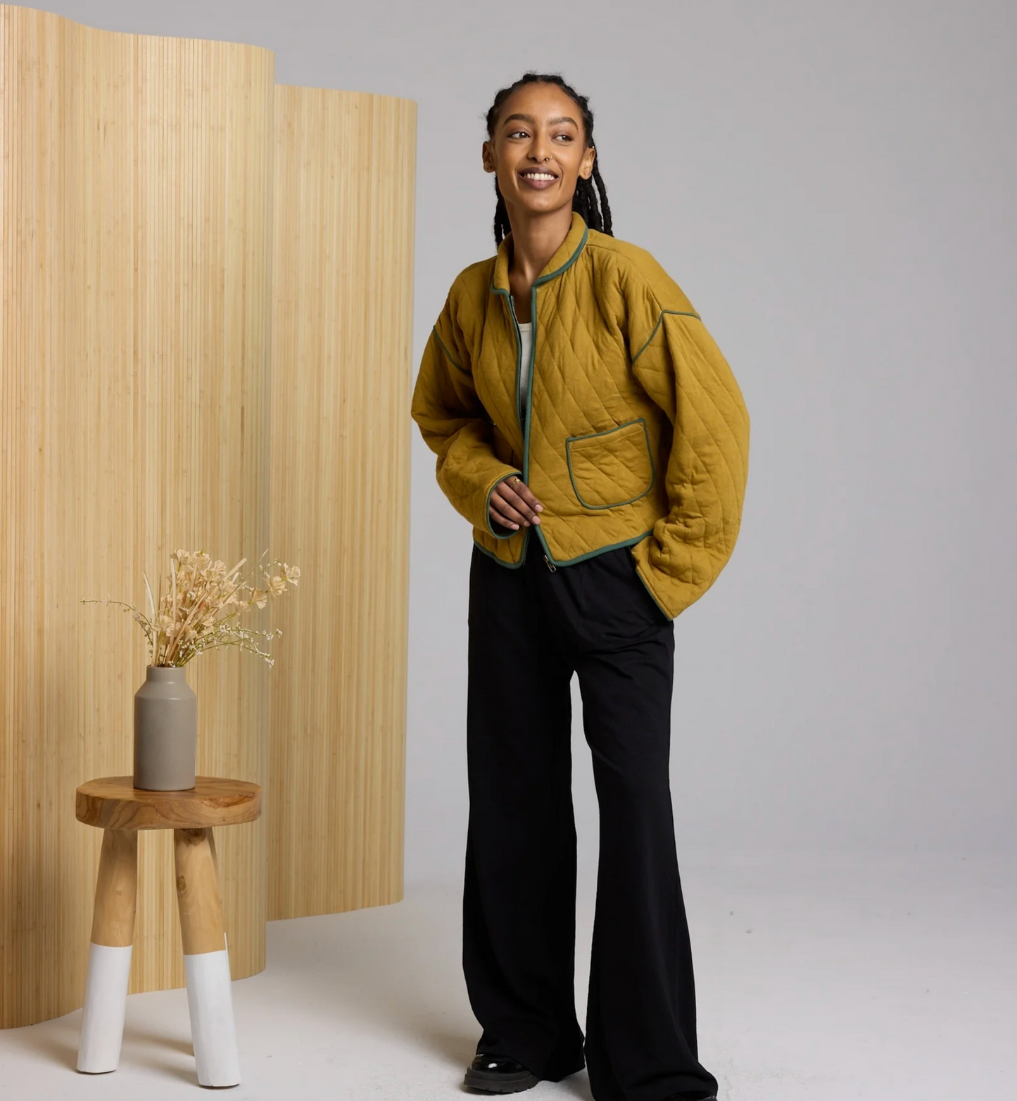Elderberry Quilted Jacket ~ Cumin/Forest Night