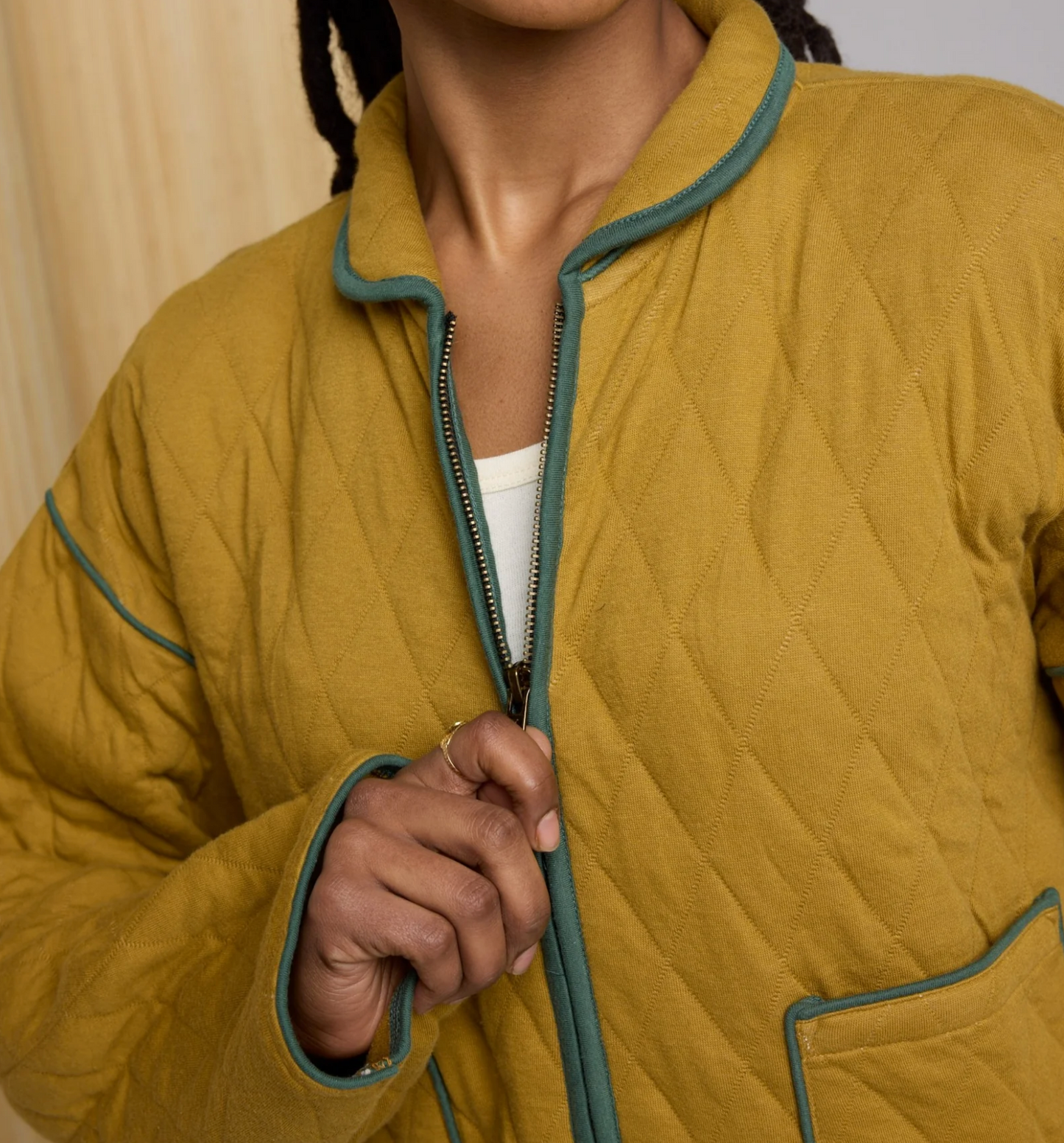 Elderberry Quilted Jacket ~ Cumin/Forest Night
