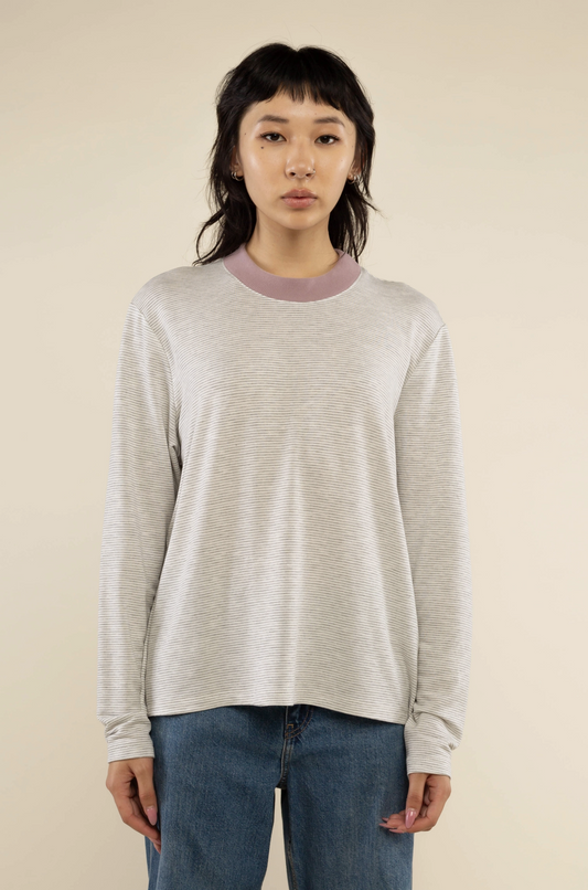 Glenny Top ~ Grey/Ivory/Lavender