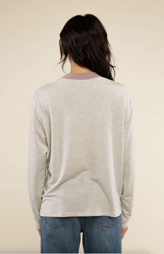 Glenny Top ~ Grey/Ivory/Lavender