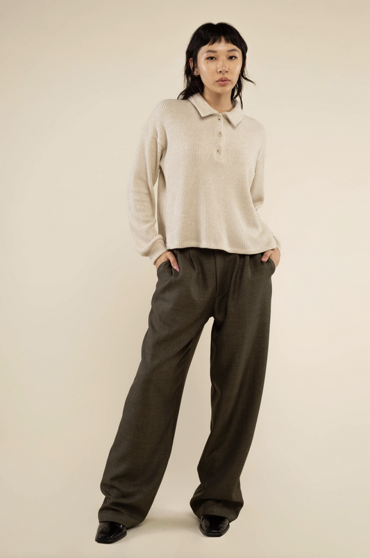 Fawn Waffle Polo ~ Oatmeal