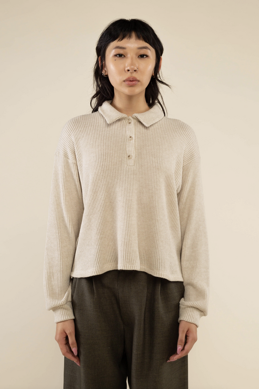 Fawn Waffle Polo ~ Oatmeal