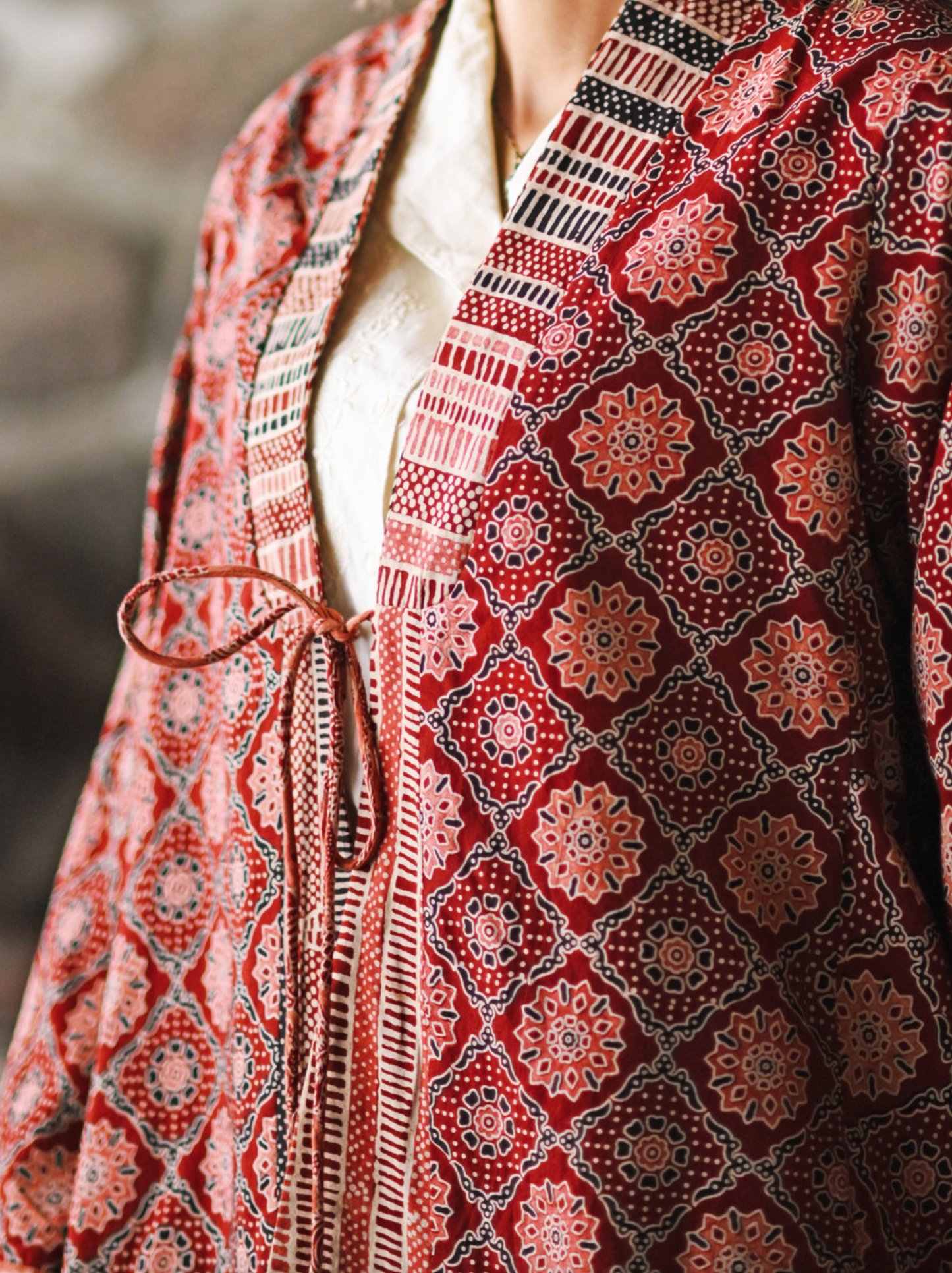 Kalamkari Reversible Cover Up ~ Soft Rust