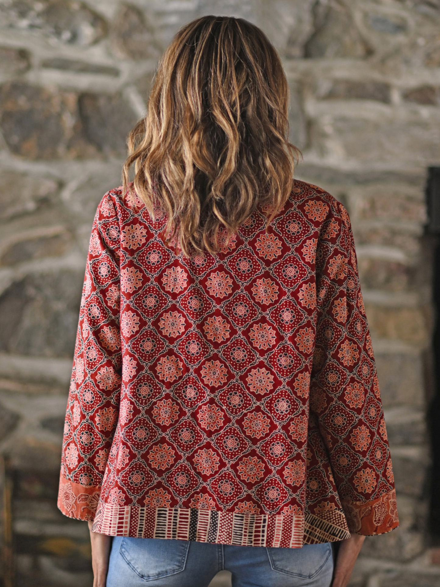 Kalamkari Reversible Cover Up ~ Soft Rust