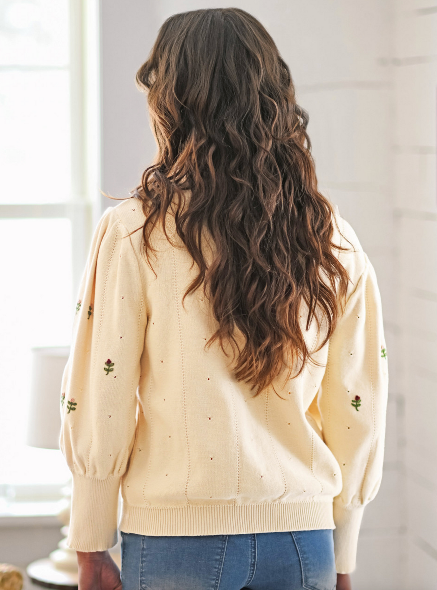 Rose Cottage Sweater ~ Ecru