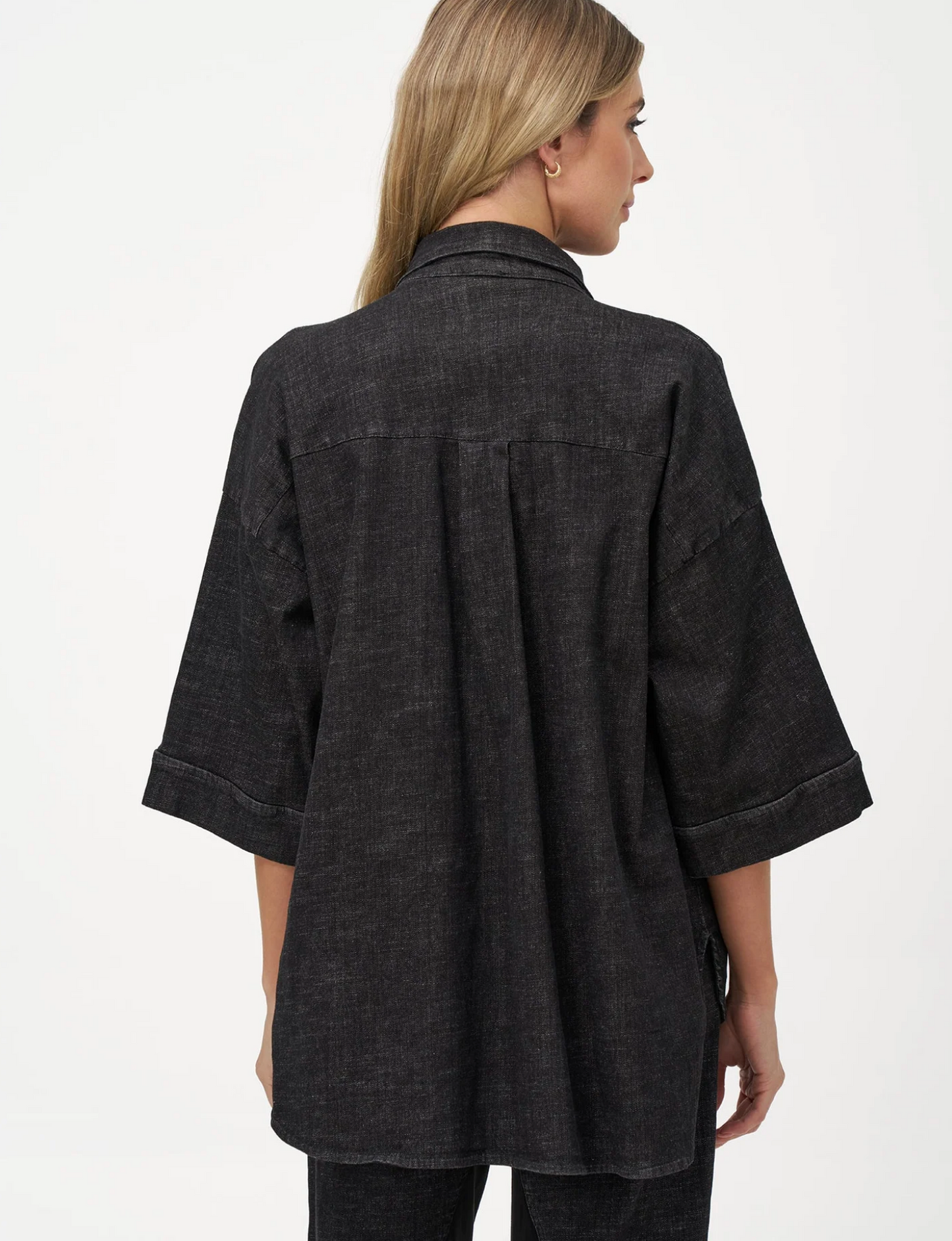 Kate Denim Button Shirt ~ Black Denim