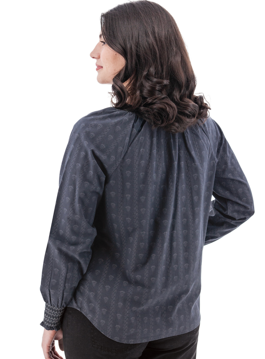 Lise Smocked Cuff Top ~ Ombre Blue