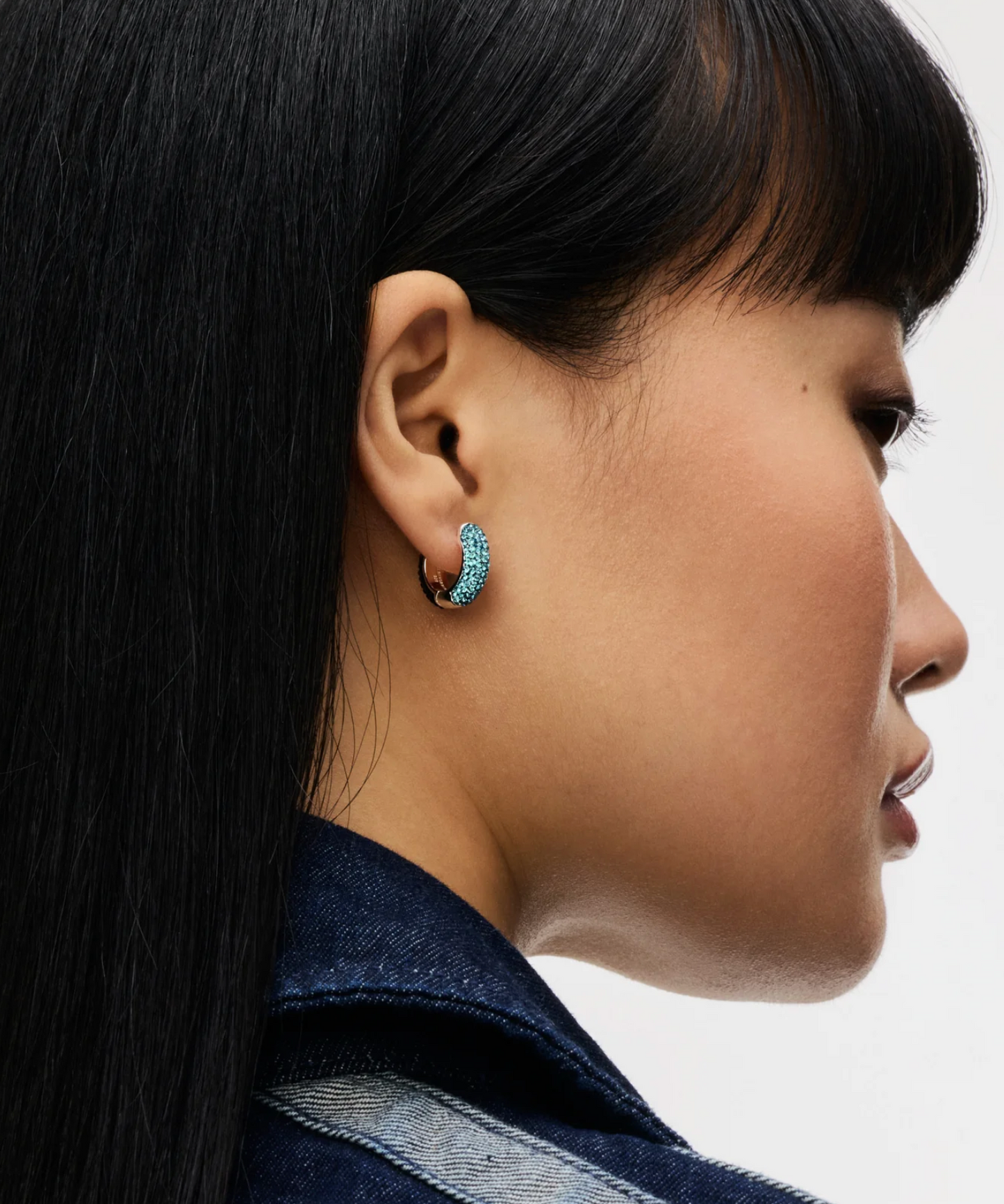 Astral/Black Sparkle Hoop Earrings - Small