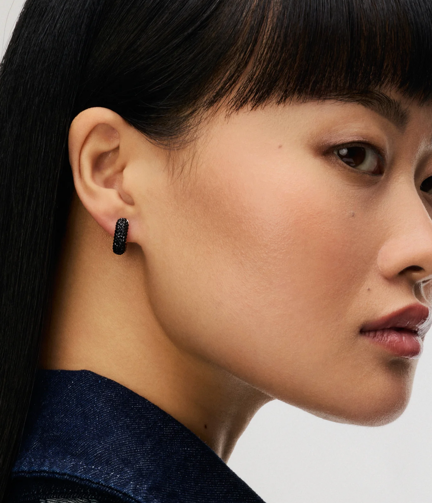 Astral/Black Sparkle Hoop Earrings - Small