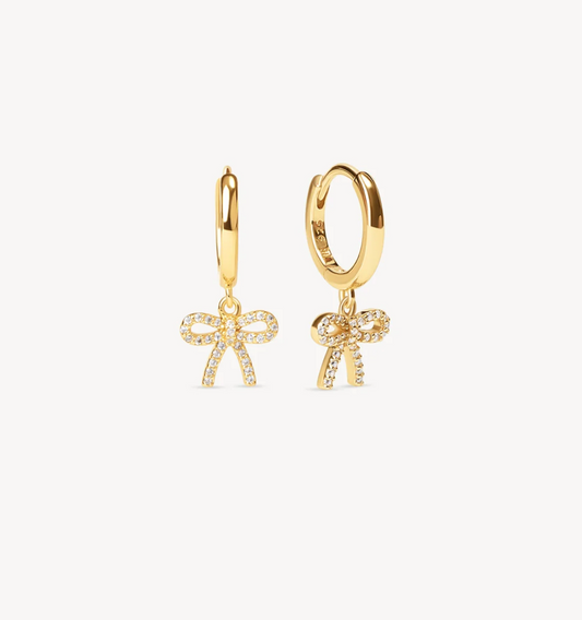 Gold Baby Bow Hoop Earrings