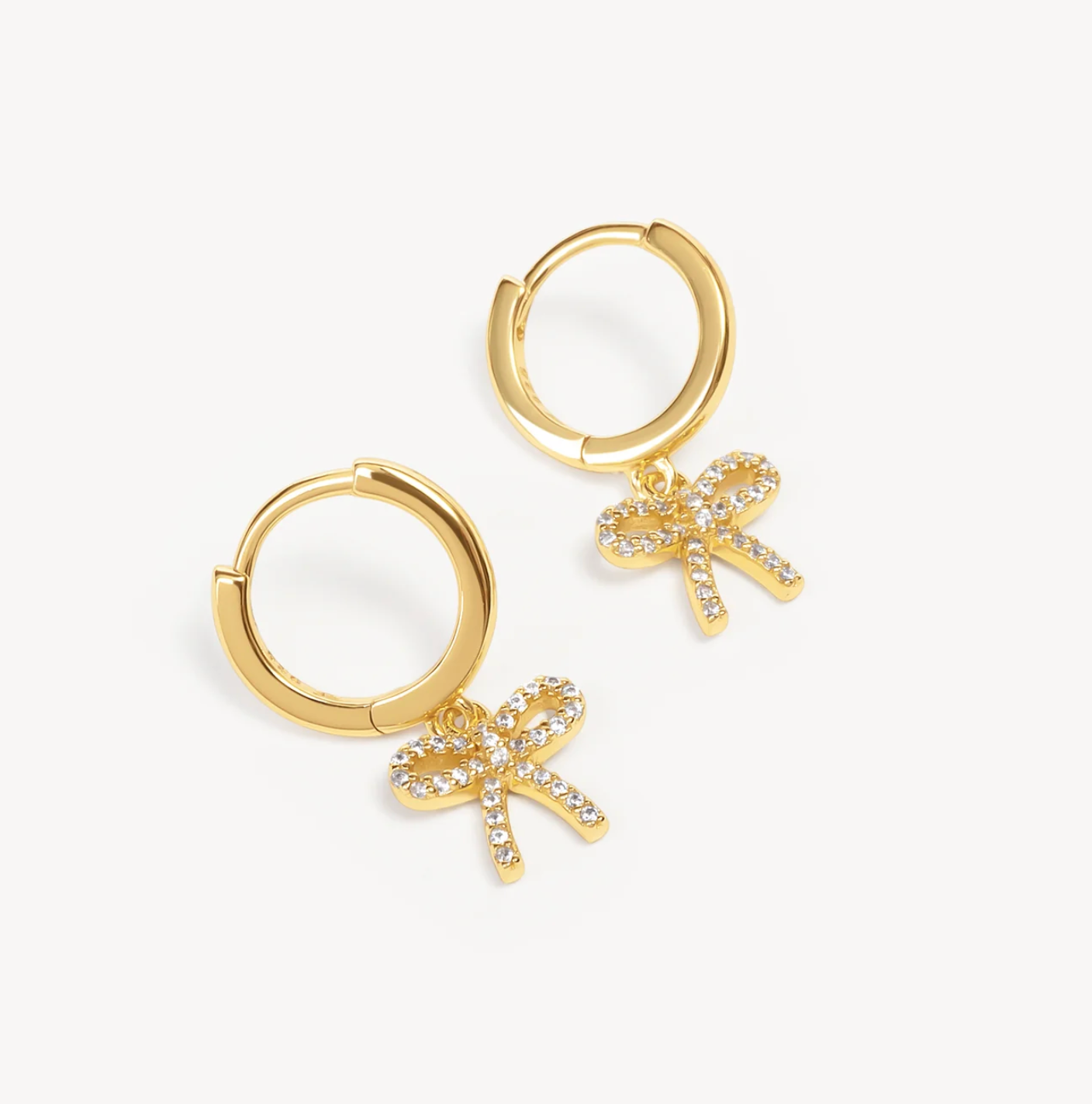 Gold Baby Bow Hoop Earrings