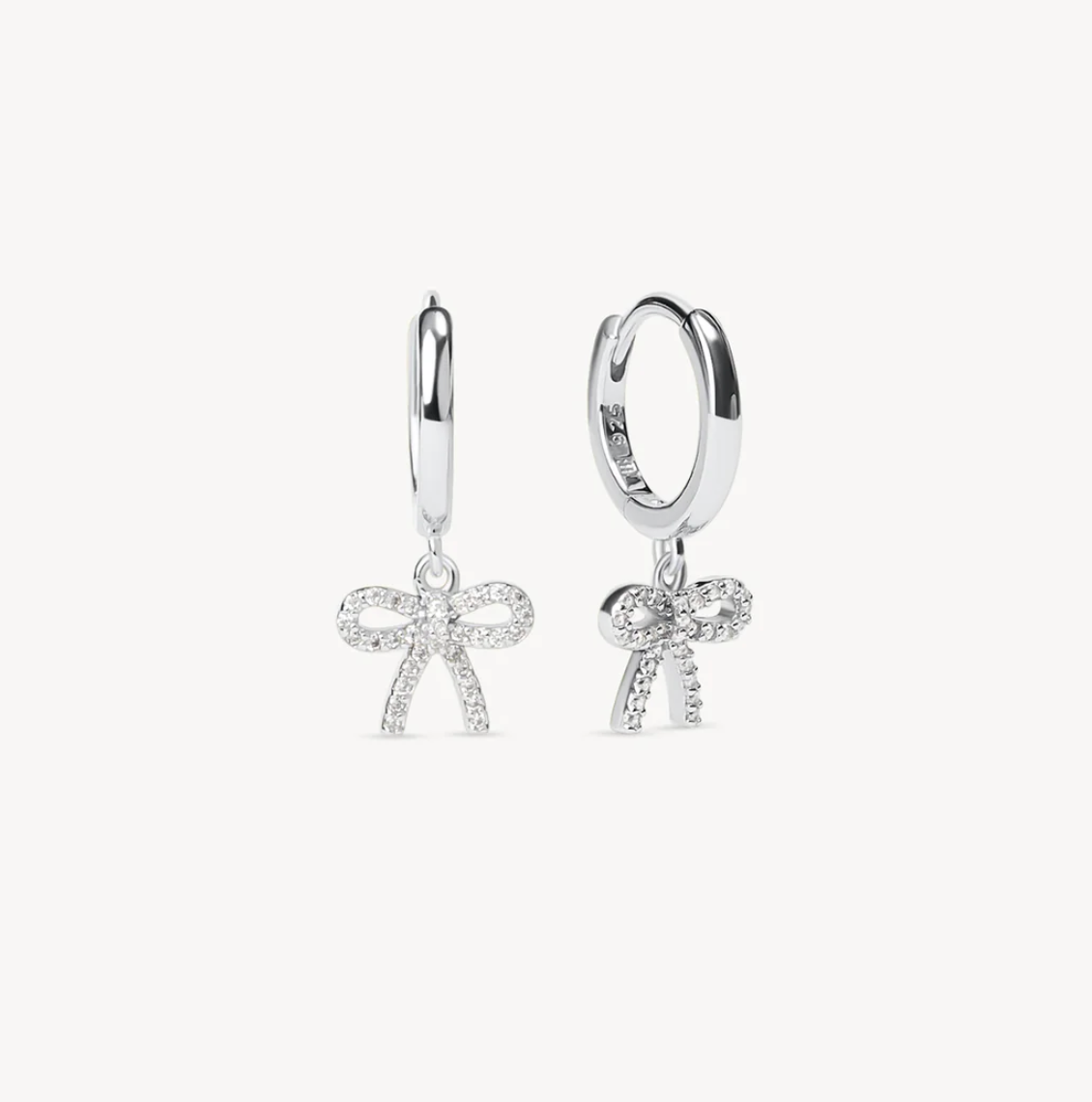 Silver Baby Bow Hoop Earrings