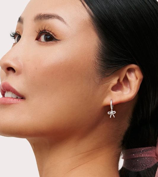 Silver Baby Bow Hoop Earrings