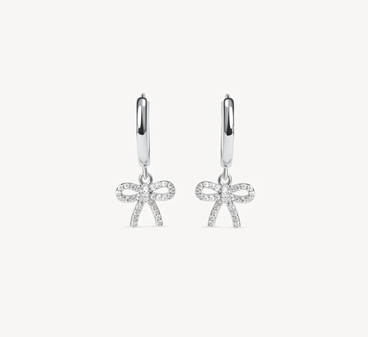Silver Baby Bow Hoop Earrings