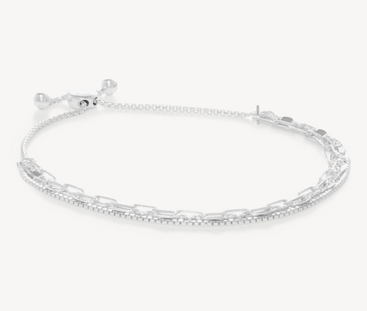 Silver Chain Trio Strand Bracelet - Hillberg & Berk™
