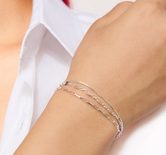Silver Chain Trio Strand Bracelet - Hillberg & Berk™