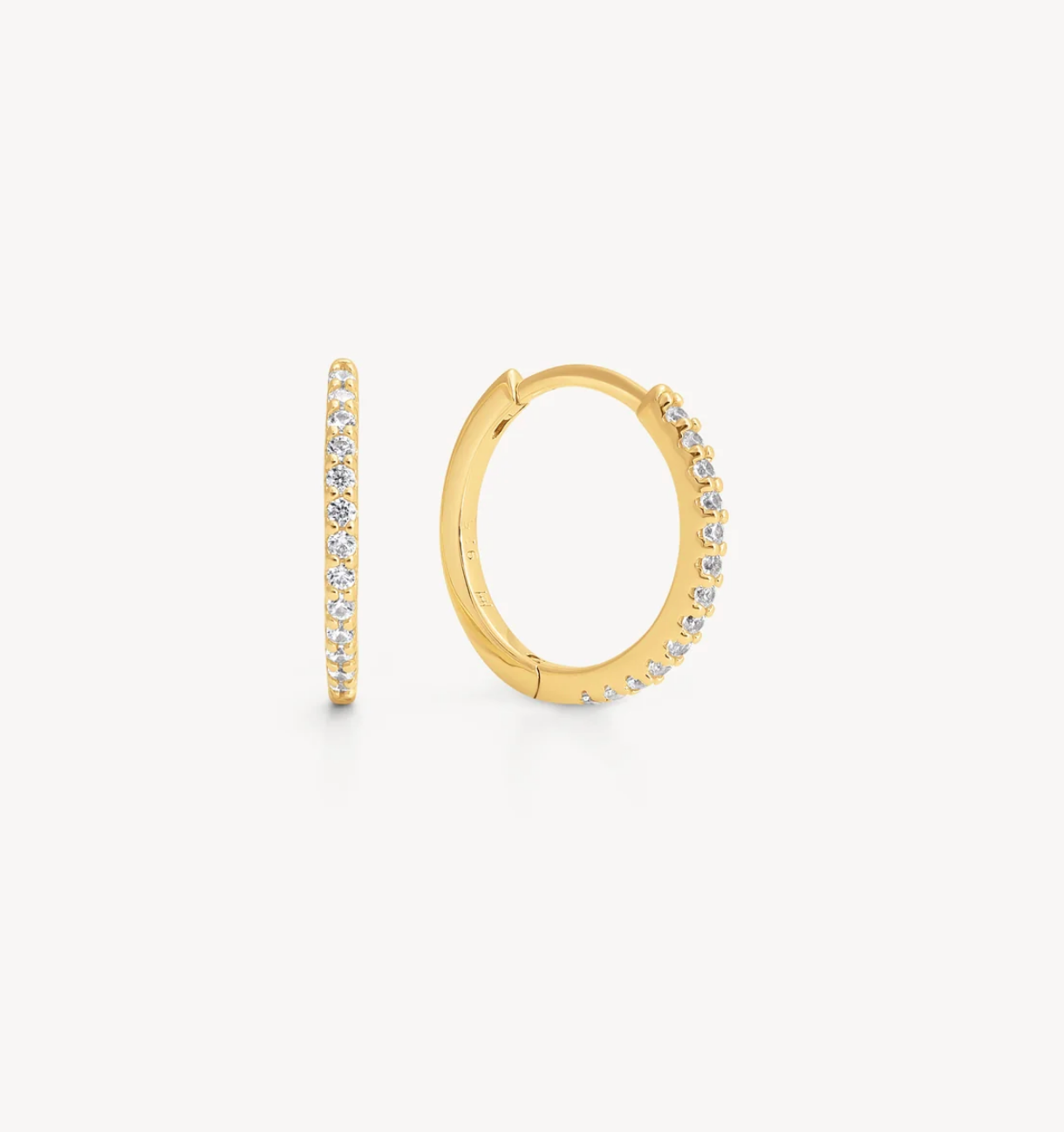 Gold Pave Hoop Earrings - Small