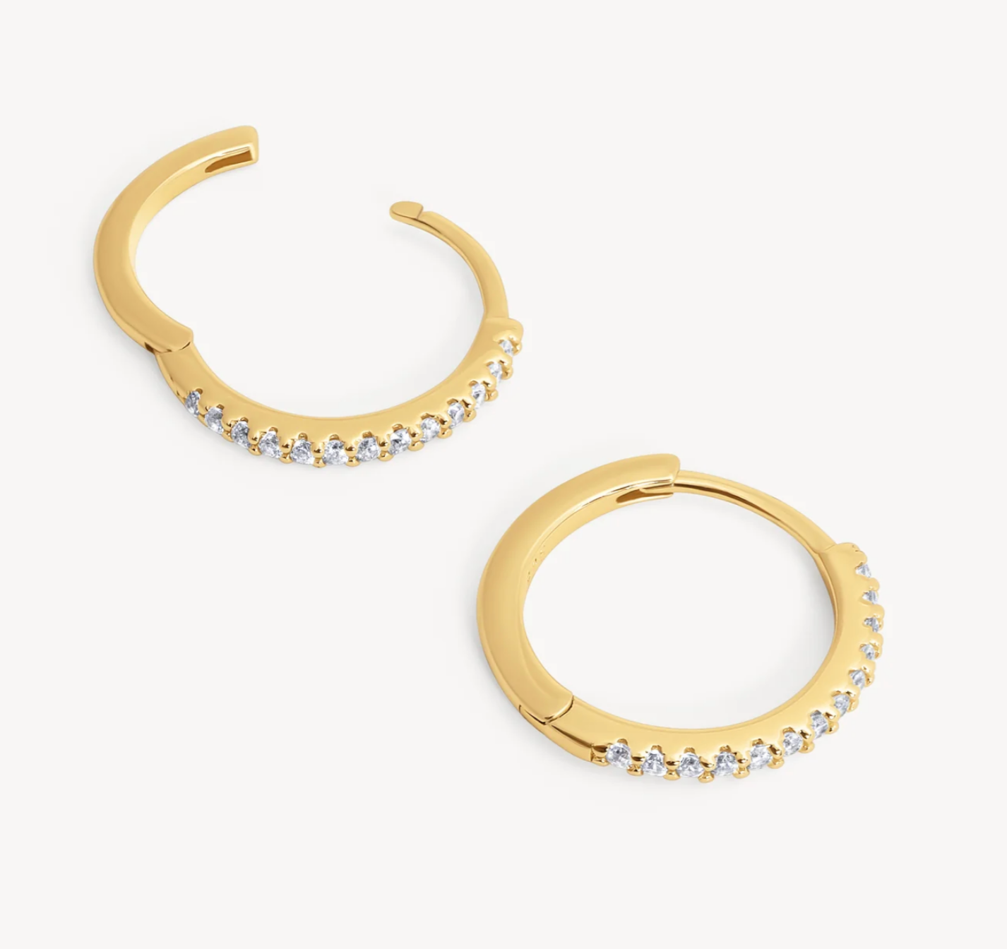 Gold Pave Hoop Earrings - Small