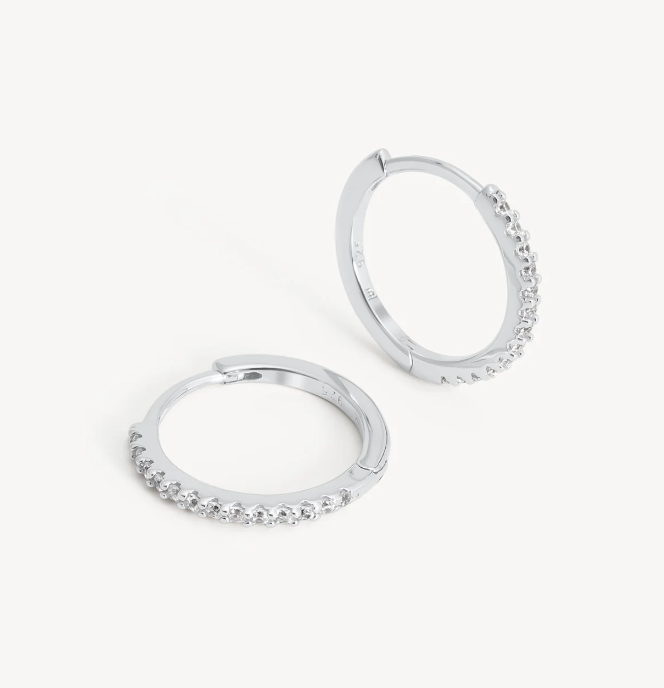 Silver Pave Hoop Earrings - Small
