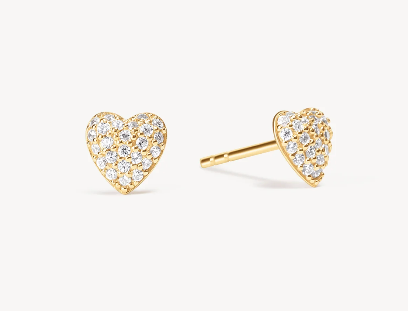 Gold Mini Pavé Heart Stud Earrings