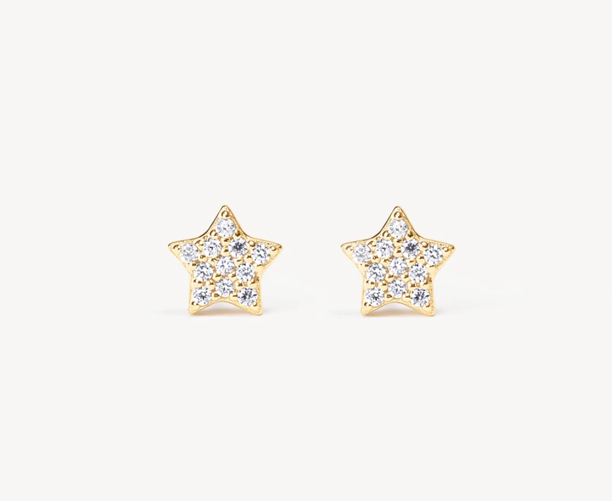 Gold Mini Pavé Star Stud Earrings
