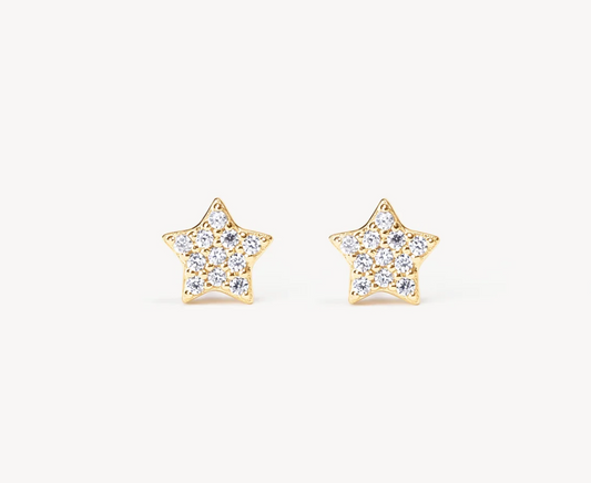 Gold Mini Pavé Star Stud Earrings