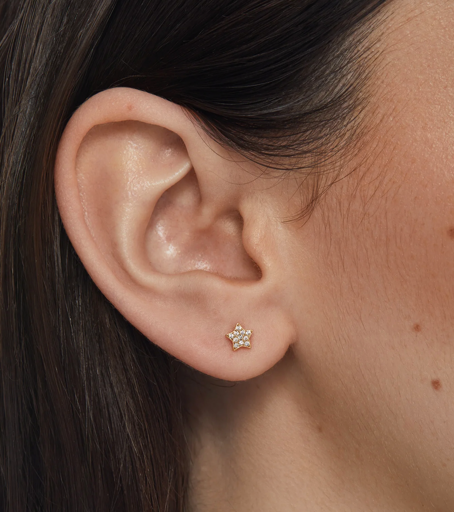 Gold Mini Pavé Star Stud Earrings