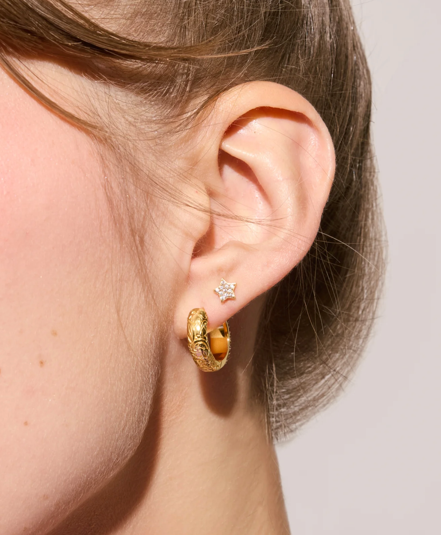 Gold Mini Pavé Star Stud Earrings