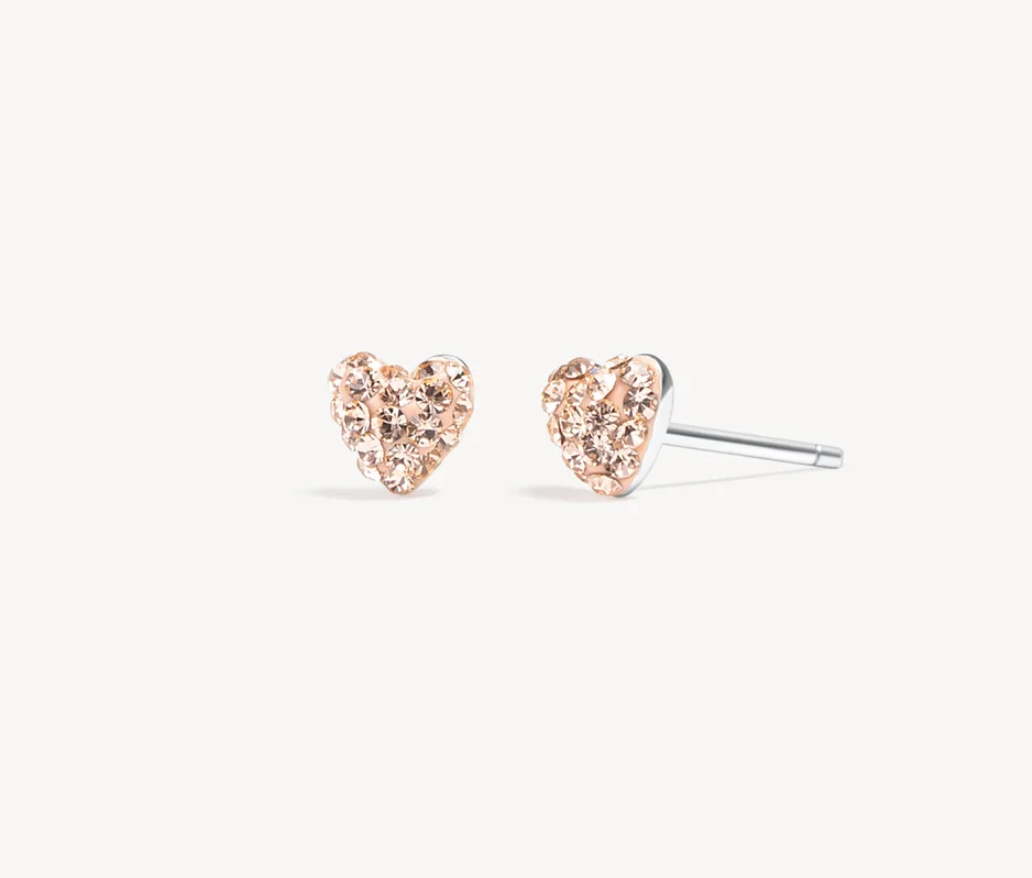 Rose Gold Mini Sparkle Heart Stud Earrings