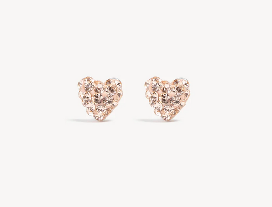 Rose Gold Mini Sparkle Heart Stud Earrings