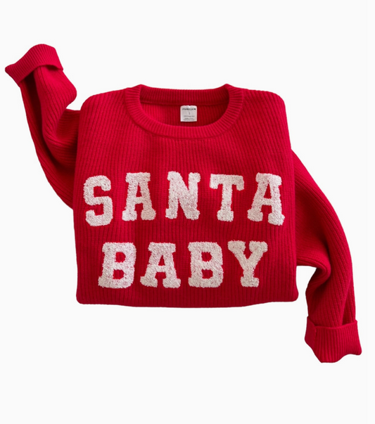 PREORDER Santa Baby Sweater ~ Red (Womens & Childrens)
