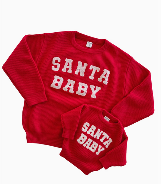 PREORDER Santa Baby Sweater ~ Red (Womens & Childrens)