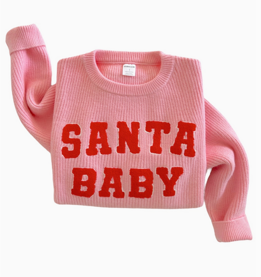 PREORDER Santa Baby Sweater ~ Pink (Womens & Childrens)