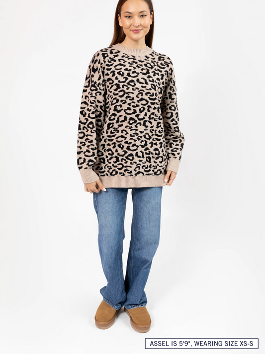 Leopard Long Sweater ~ Taupe