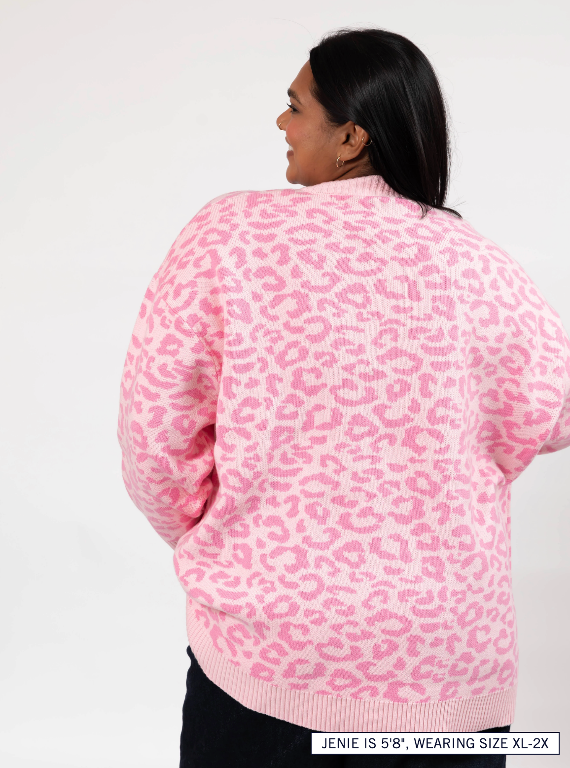 Leopard Long Sweater ~ Light Pink