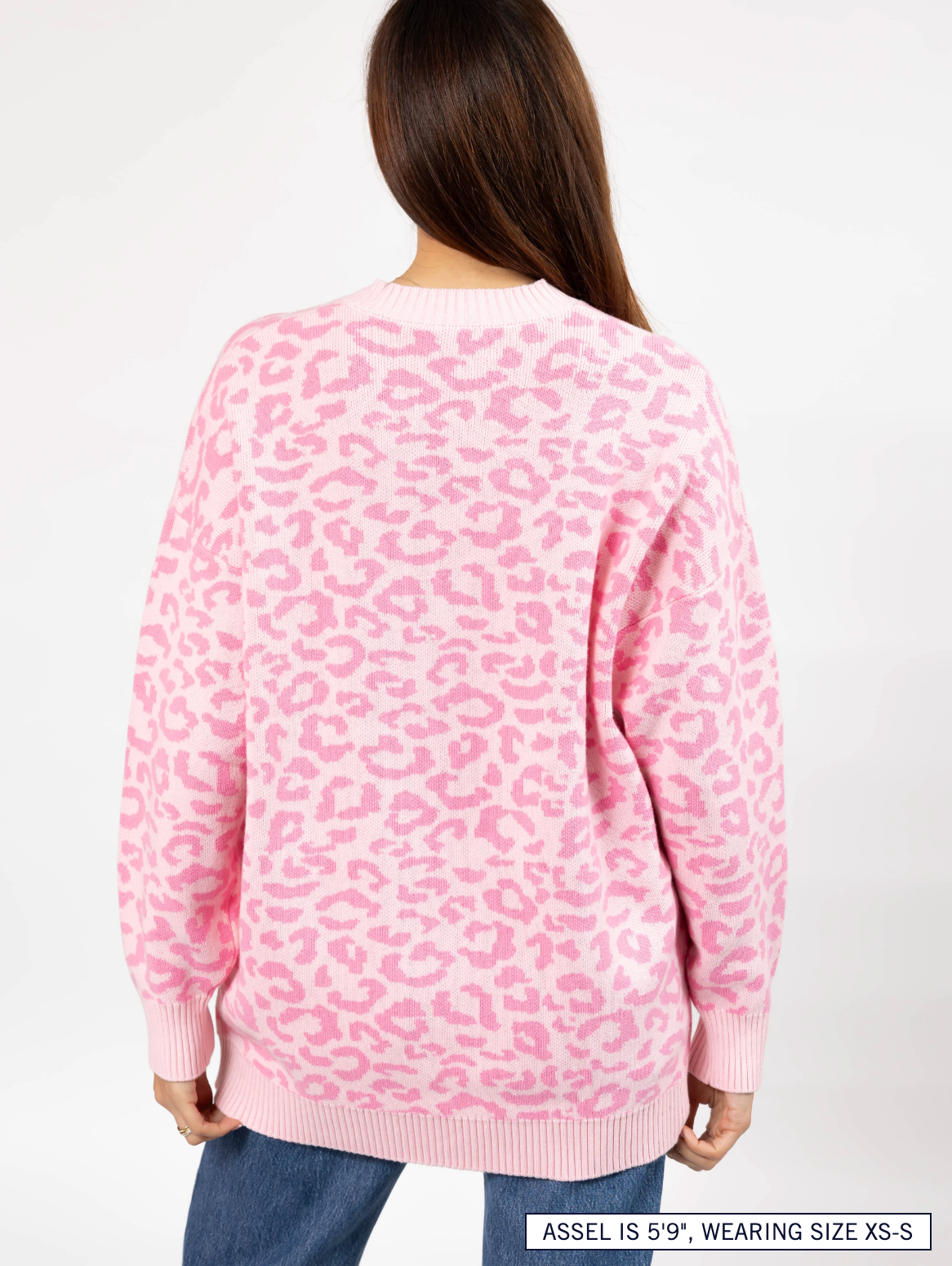 Leopard Long Sweater ~ Light Pink