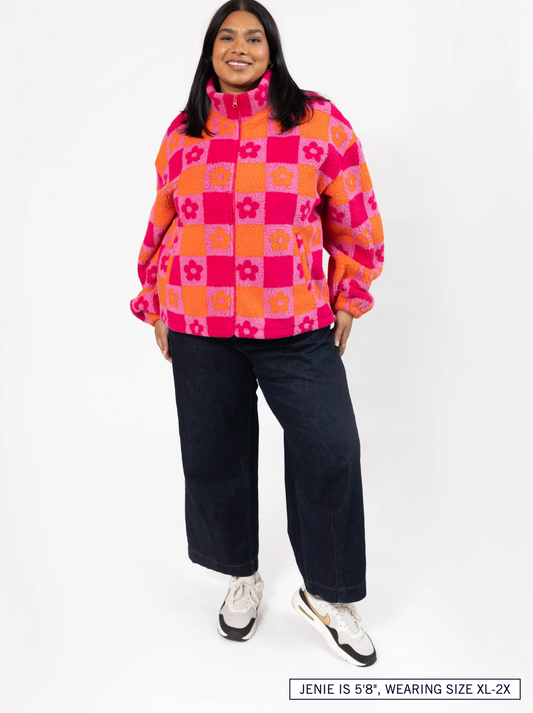 Teddy Floral Jacket ~ Pink/Orange